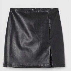 US size 6. Black vegan leather mini skirt. H&M. New with tags